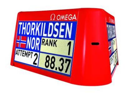 Este marcador electrónico ha medido los exitosos lanzamientos de jabalina del noruego Andreas Thorkildsen, campeón olímpico en 2004 y 2008.