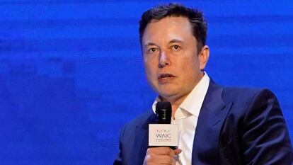 Elon Musk, fundador de Tesla, durante el World Artificial Intelligence Conference (WAIC) de Shanghái, en agosto de 2019