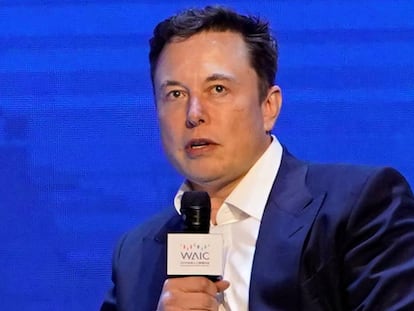 Elon Musk, fundador de Tesla, durante el World Artificial Intelligence Conference (WAIC) de Shanghái, en agosto de 2019