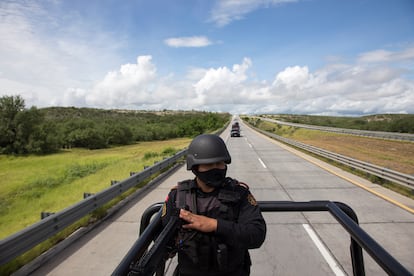 State police patrol the Monterrey - Nuevo Laredo highway