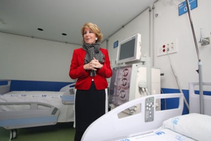 Esperanza Aguirre, en la inauguración del ala norte del hospital Clínico el pasado mes de marzo.