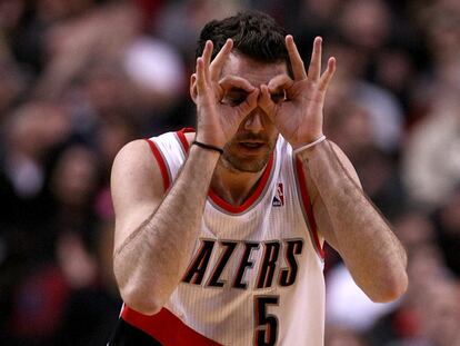 Rudy Fernández, en un partido con Portland.