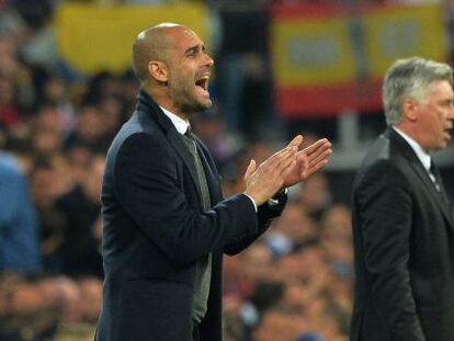 Guardiola i Ancelotti, en la Champions del 2014 al partit Bayern-Madrid.