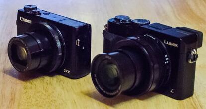 La Canon G7 X (a la izquierda) y la Panasonic Lumix LX-100.
