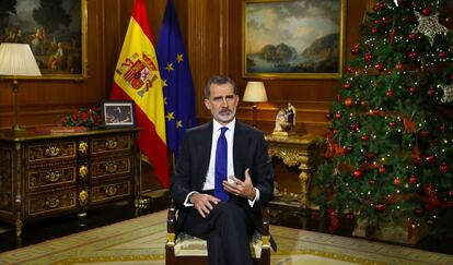 El Rey Felipe VI durante su discurso de Nochebuena.