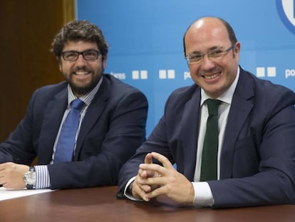Pedro Antonio Sánchez y Fernado López Miras, el nuevo presidente de Murcia.