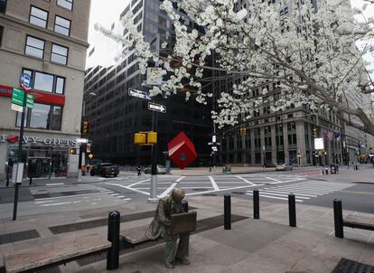 Vista de Broadway (Nueva York), la semana pasada, en pleno confinamiento.