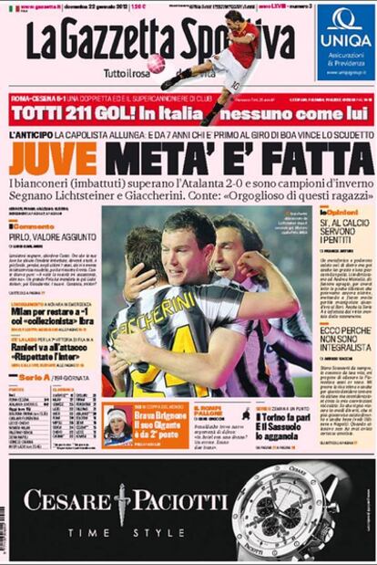 Portada de la 'Gazzetta dello Sport'.