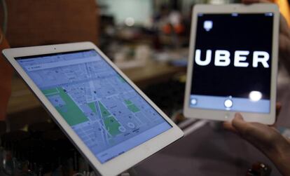 Una pantalla con la aplicación de Uber.