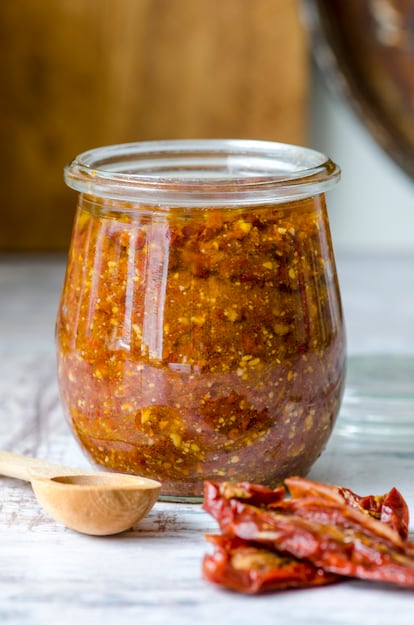 Pesto de tomate seco.