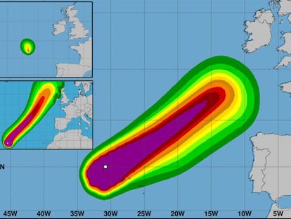 Images of the three tropical storms off the coast of the Spanish peninsula.