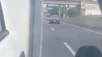 Automóvil donde viajaban los atacantes en la autopista México-Pachuca.