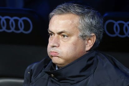 Jos&eacute; Mourinho puffs his cheeks on the Real bench Sunday as he watches his side slip up against Espanyol in the Bernab&eacute;u. 