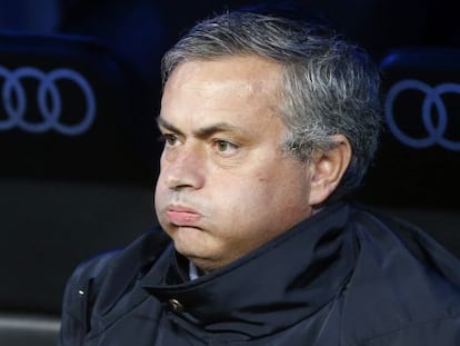 Jos&eacute; Mourinho puffs his cheeks on the Real bench Sunday as he watches his side slip up against Espanyol in the Bernab&eacute;u. 