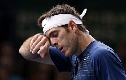 Del Potro, durante el partido ante Federer en París.