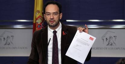 Antonio Hernando, el 1 de diciembre en el Congreso de los Diputados.