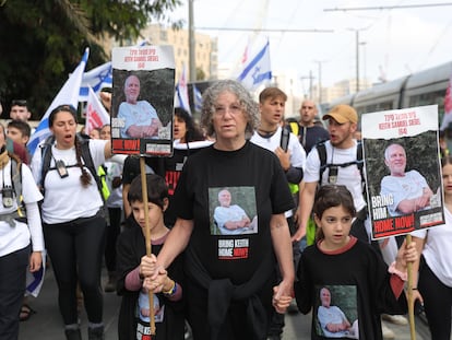 Manifestación este jueves en Jerusalén reclamando la liberación de los rehenes.