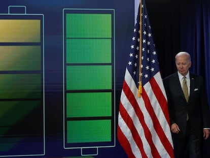 Joe Biden a su llegada a una conferencia en la Casa Blanca, en Washington, este miércoles.