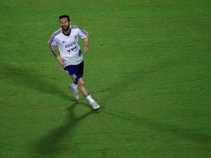 Messi, en un entrenamiento.