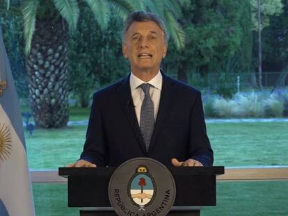 Macri, durante un mensaje a Argentina. 