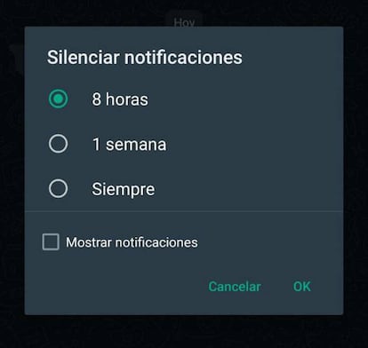 Silenciar en WhatsApp