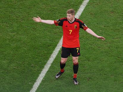 Kevin de Bruyne, durante el partido de Bélgica contra Marruecos.