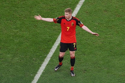 Kevin de Bruyne, durante el partido de Bélgica contra Marruecos.