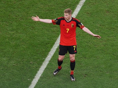 Kevin de Bruyne, durante el partido de Bélgica contra Marruecos.