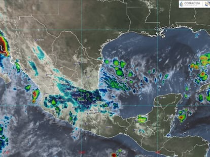 Imagen satelital del avance del huracán 'Hilary', el 20 de agosto.