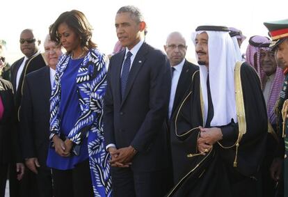 Michelle y Barack Obama, durante su reciente visita a Arabia Saud&iacute;. 