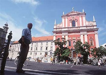 Un plaza del centro de Liubliana, capital de Eslovenia.