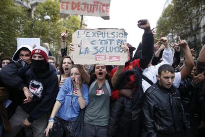 Protesta de estudientes en París, 17 de octubre de 2013.