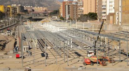 Obras de la nueva estaci&oacute;n del AVE en Alicante.