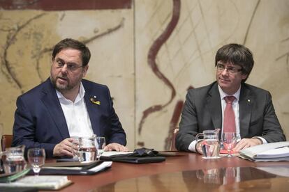 El vicepresident i el president del Govern, Oriol Junqueras i Carles Puigdemont. 