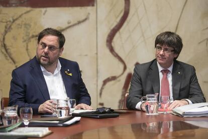 El vicepresident i el president del Govern, Oriol Junqueras i Carles Puigdemont.