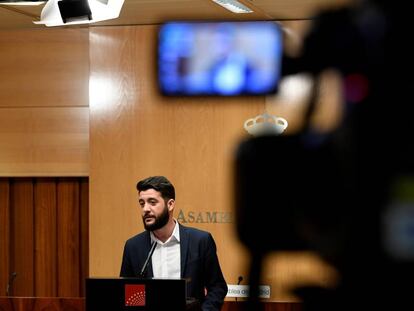 César Zafra, portavoz de Ciudadanos en la Asamblea de Madrid, este martes.