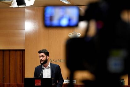 César Zafra, portavoz de Ciudadanos en la Asamblea de Madrid, este martes.