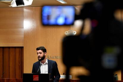 César Zafra, portavoz de Ciudadanos en la Asamblea de Madrid, este martes.