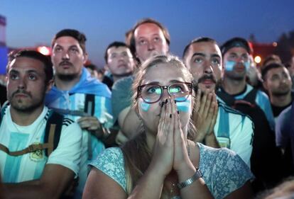 Los aficionados de Argentina tras el partido ante Croacia.