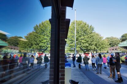 Lines to cast ballots in North Carolina on the first day of early voting.