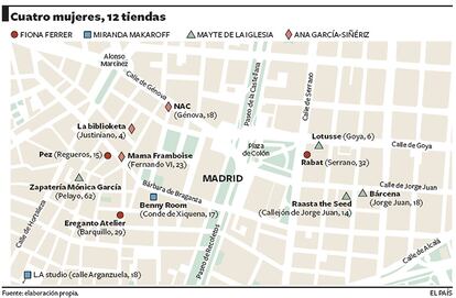 Las tiendas de Miranda Makaroff, Mayte de la Iglesia, Fiona Ferrer y Ana García-Siñeriz.