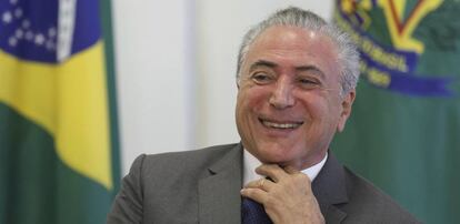 Michel Temer durante una ceremonia en el palacio presidencial de Brasilia, este mi&eacute;rcoles.