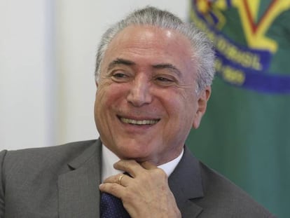 Michel Temer durante una ceremonia en el palacio presidencial de Brasilia, este mi&eacute;rcoles.