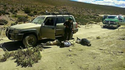 Los funcionarios bolivianos, en el momento de su detención, el pasado 22 de marzo.
