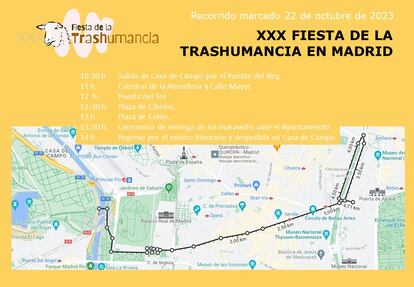 Recorrido de la Fiesta de la Trashumancia Madrid 2023.