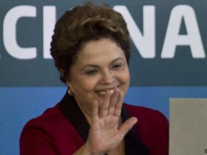 Dilma Rousseff na inauguração da nova terminal de Guarulhos, nesta terça-feira.
