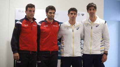 Roberto Bautista y Pablo Andújar acompañados de los brasileños Rogerio Dutra Silva y Thomaz Belluci.  