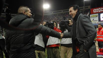 Simeone y Emery, en un Atl&eacute;tico-Valencia de 2012.