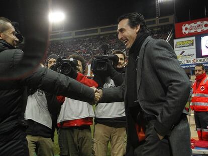 Simeone y Emery, en un Atl&eacute;tico-Valencia de 2012.