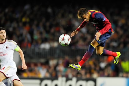 Neymar durante el partido de Champions League con el Milán en el Camp Nou, el 6 de noviembre de 2013.